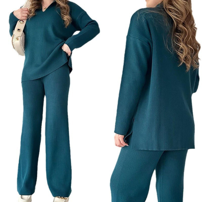 Women's Solid Color Fashion Lapel Loose Casual Suits