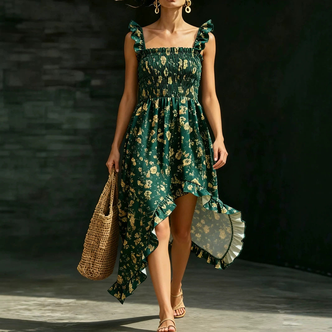 Attractive Women's Sleeveless Printed Sexy Floral Dress
