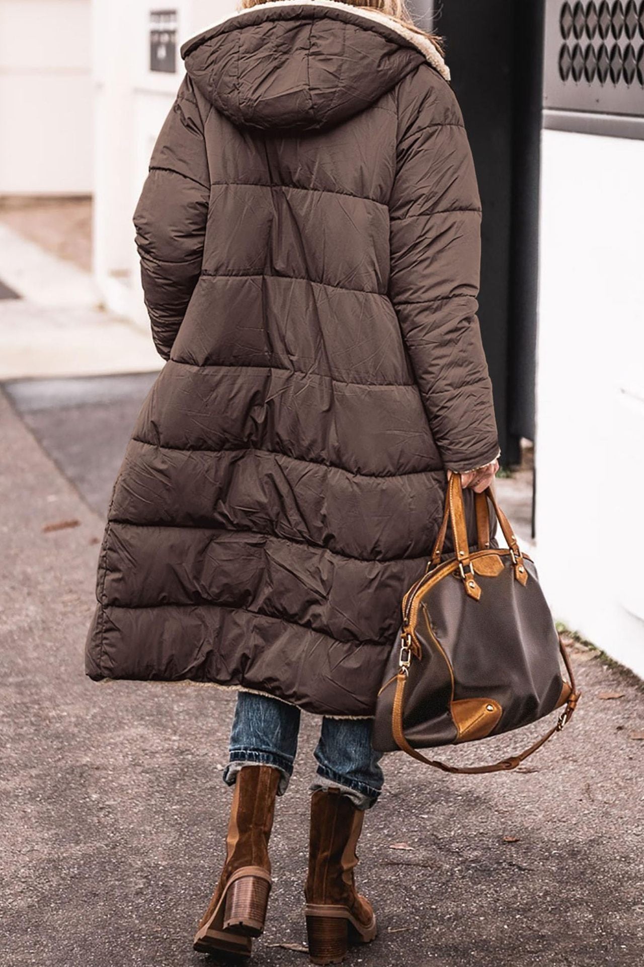 Solid Color Hooded Cotton Long Sleeve Mid-length Coats
