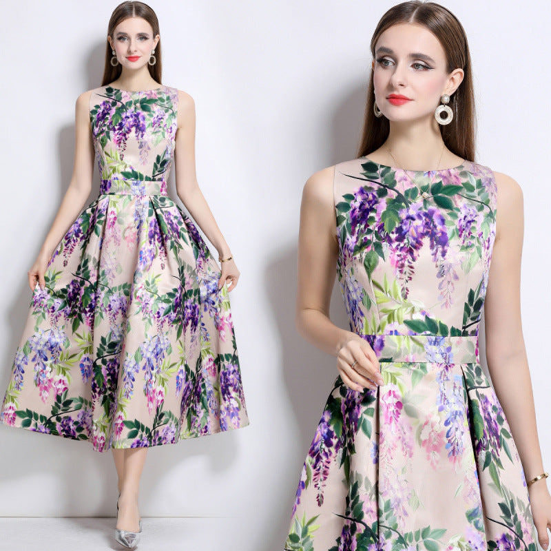 Women's Elegance Sleeveless Dress Summer High-grade Printed Dresses
