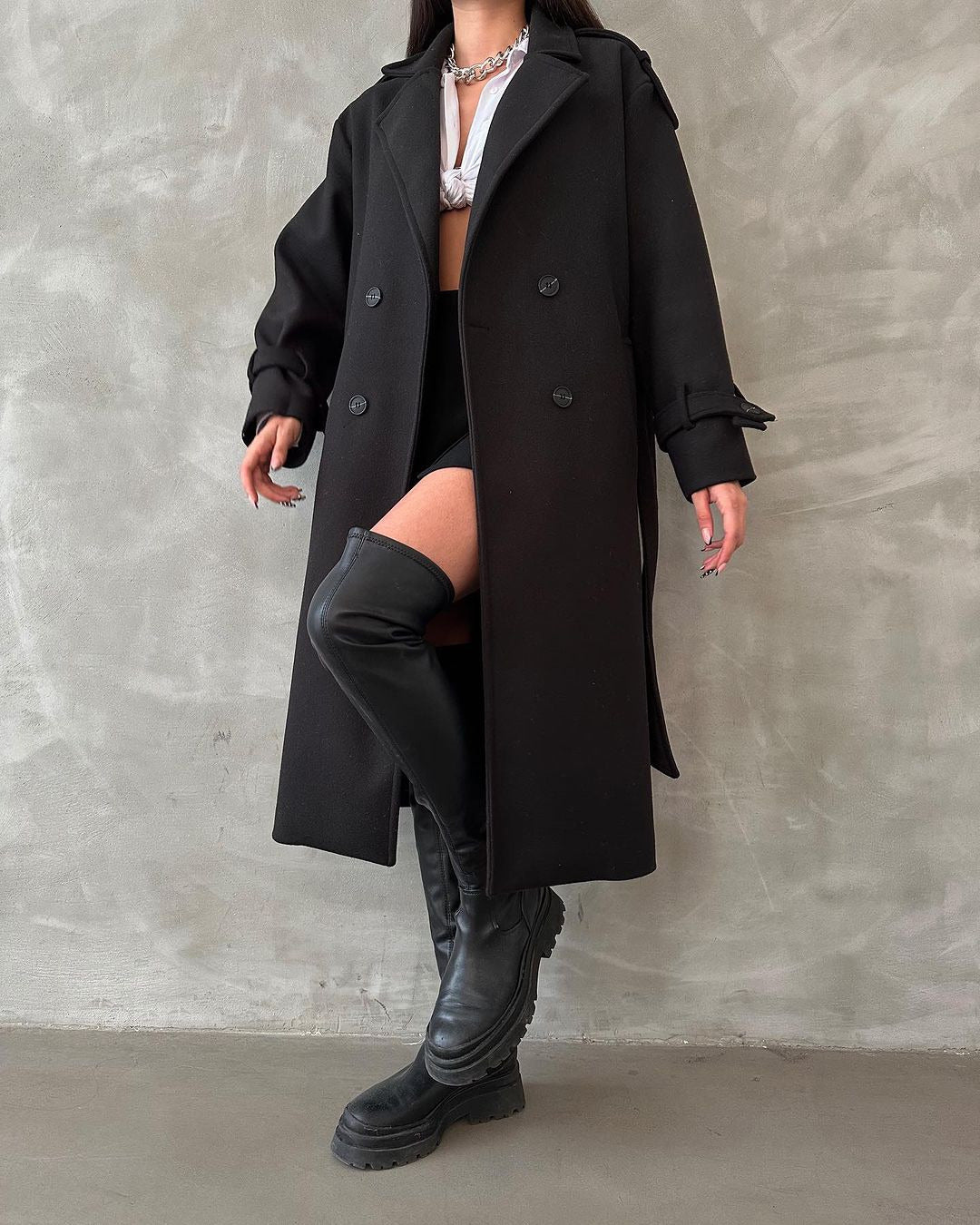 Women's Mid-length Commuter Woolen Versatile Loose Long Coats