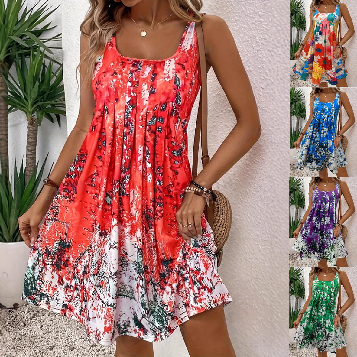 Women's Summer Spaghetti Strap Elegant Vacation Beach Dress