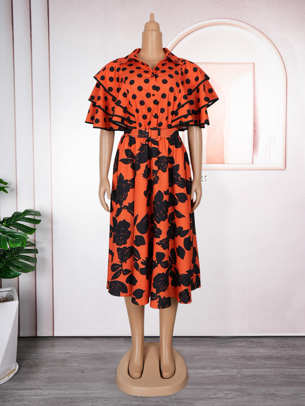 Women's Printed Shirt Dress A- Line African Dresses