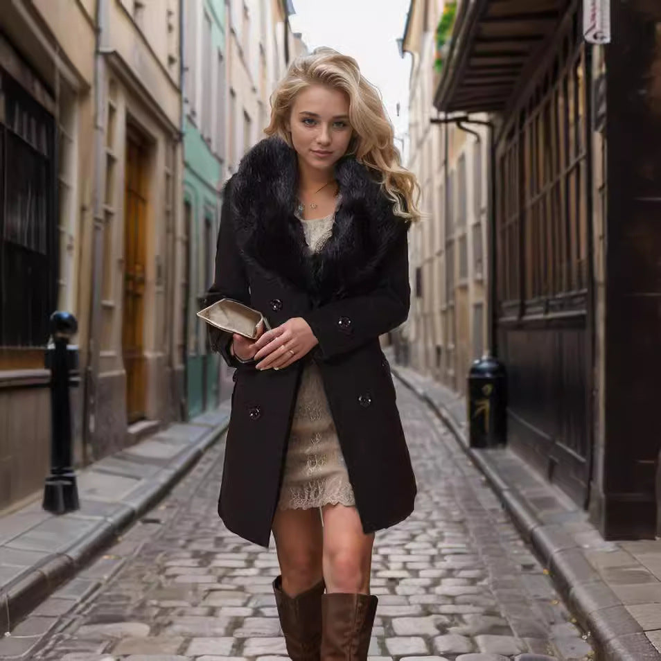 Women's Winter Big Fur Collar Double-faced Goods Coats
