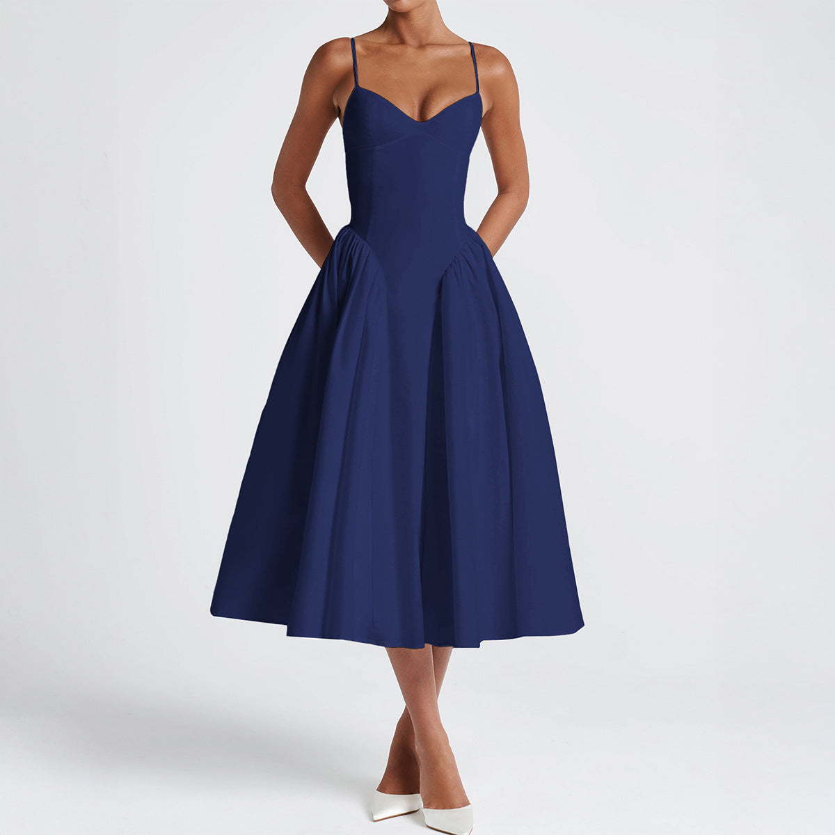 Women's Elegant Strap Solid Color Long Dress