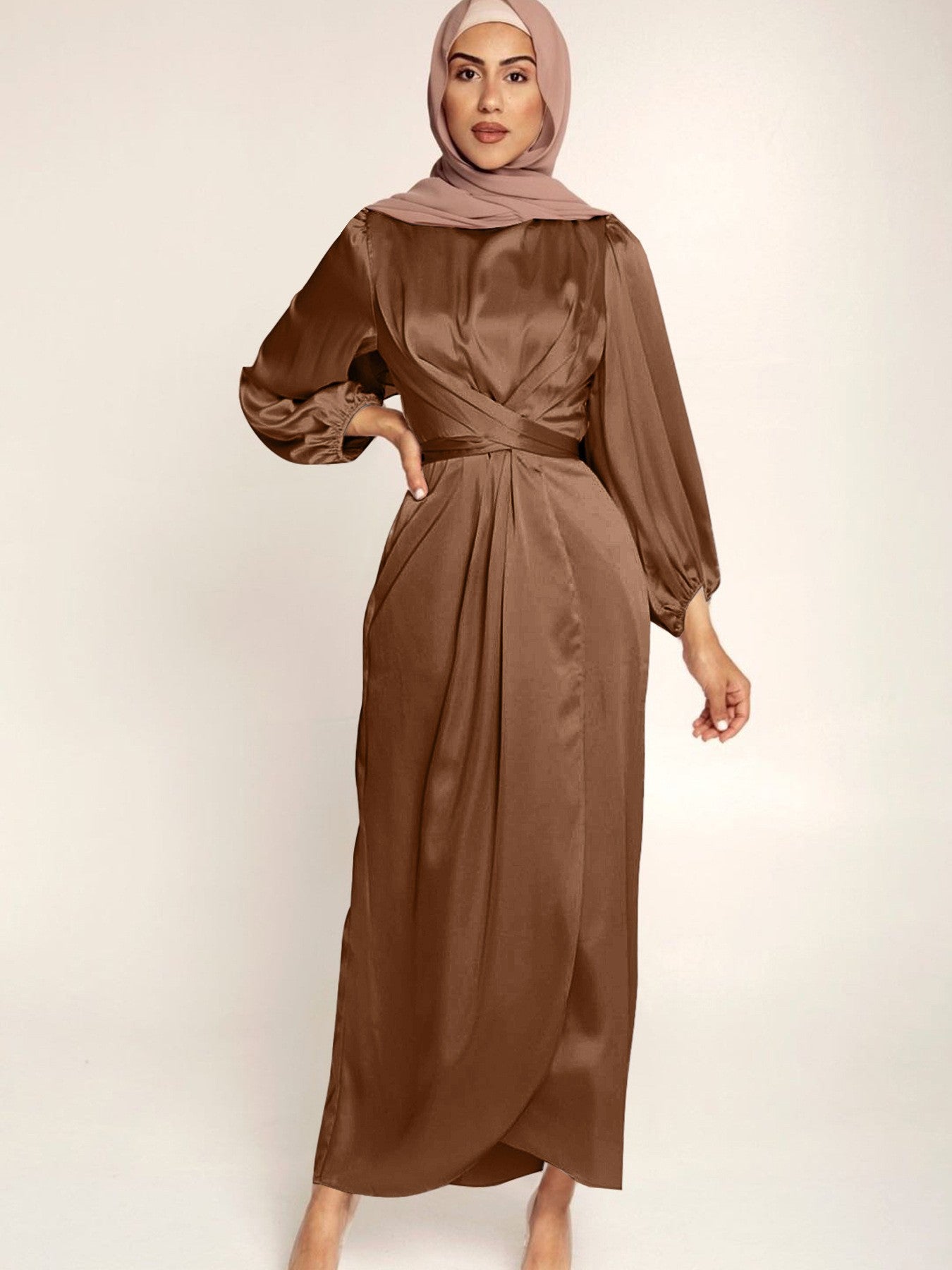 Women's Soft Waist Urban Style Satin Long Dress
