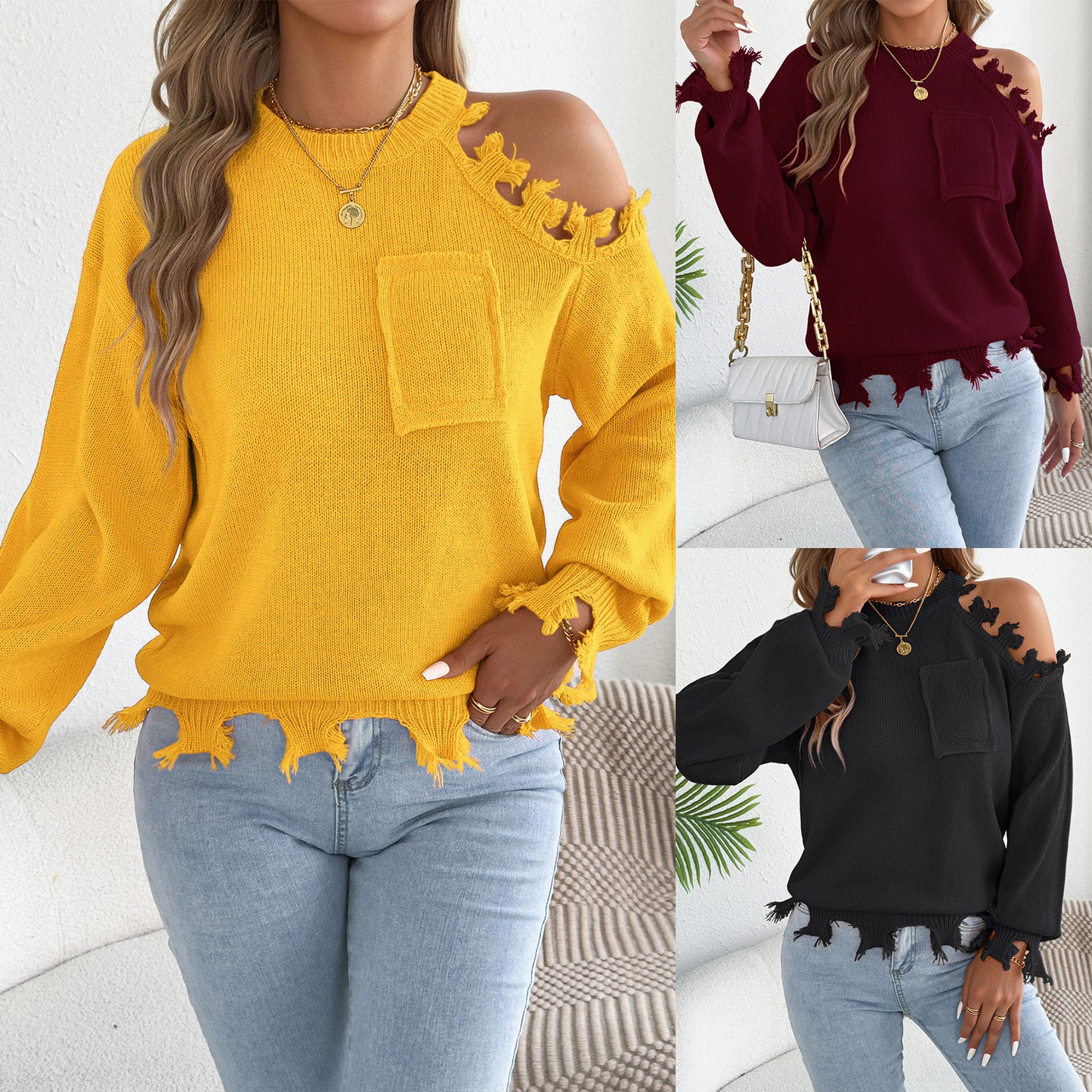Women's Casual Cut-out Long Sleeve Pullover Clothing