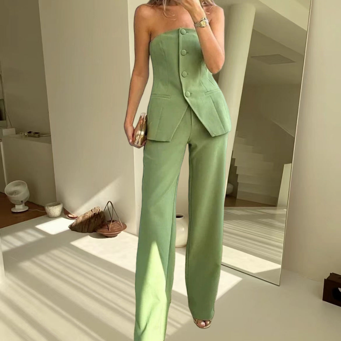 Leisure Fashion Tube Button Simple Elegant Suits