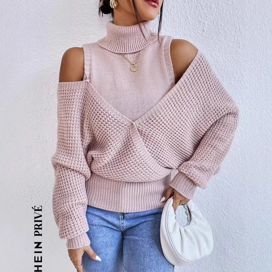 Women's Gentle High-grade Solid Color Knitted Design Long Sweater