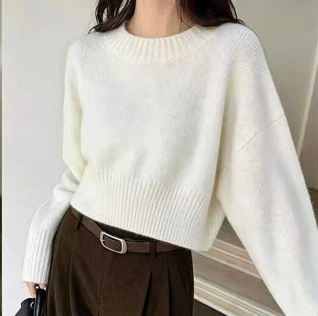 Women's Loose Round Neck Solid Color Simple Women's Sweater