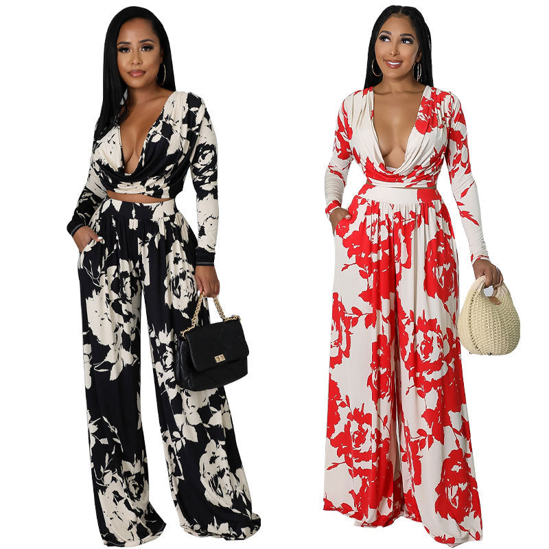 Comfortable Charming Long Sleeve Two-piece Printing Fashion Casual Suit