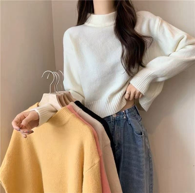 Women's Turtleneck Loose Soft Glutinous Knitted Bottoming Tops