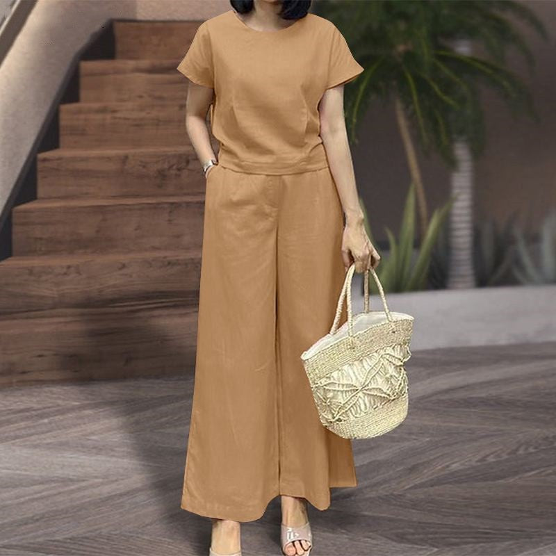 Women's Summer Two-piece Solid Color Loose Label Fashion Casual Suit