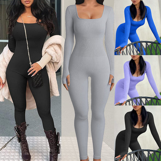 Women's Square Collar Hip Raise Slim Fit Suits