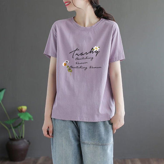 Women's T-shirt Summer Mother's Printed Loose Korean Blouses