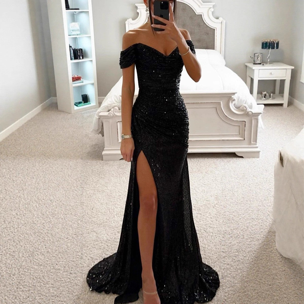 Women's Party Sequins Split Dress Casual Fashion Dresses