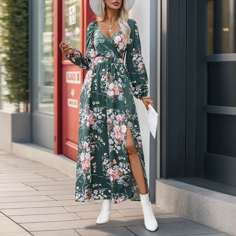 Women's Autumn Long Sleeve Printed Dress Clothing