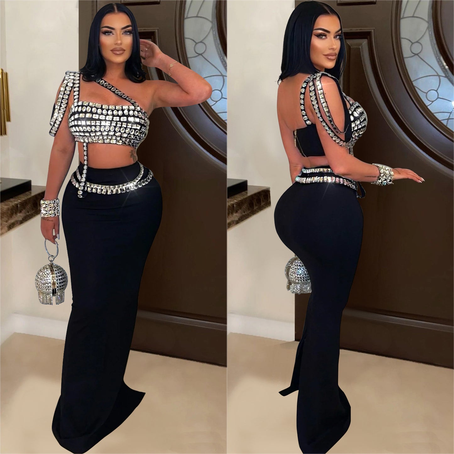 Women's Fashion Wear Sling Hot Drilling Dresses