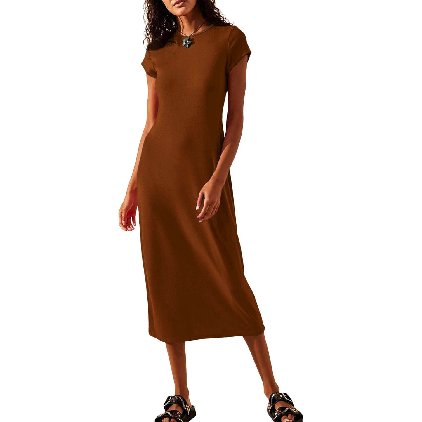 Women's Popular Solid Color Sexy Sleeve Sheath Dress