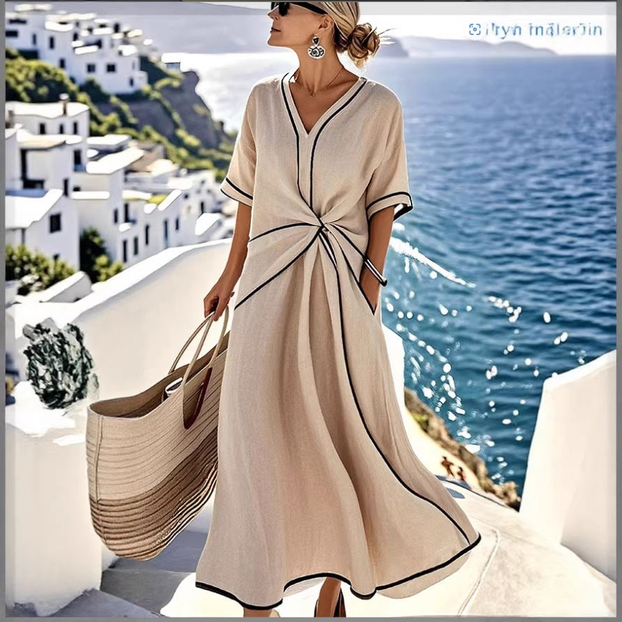 Women's Fashion Elegant Graceful Commuter Printed Striped Comfortable For Dress
