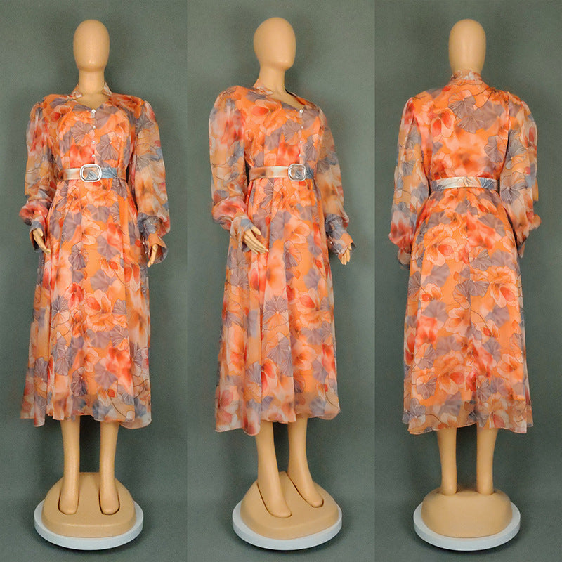Women's Large Printed Long Dress Independent Fashion Dresses