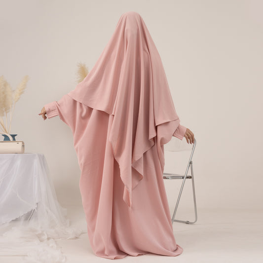 Swing Solid Color Batwing Sleeve Robe Dresses
