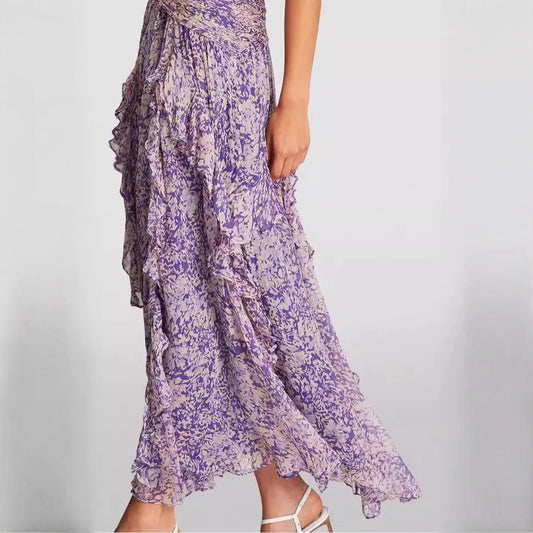 Women's Chiffon Printed Fairy Long Elegant Dress Dresses