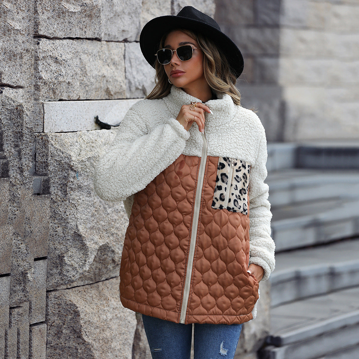 Women's Plush Long Sleeve Loose Round Neck Coats