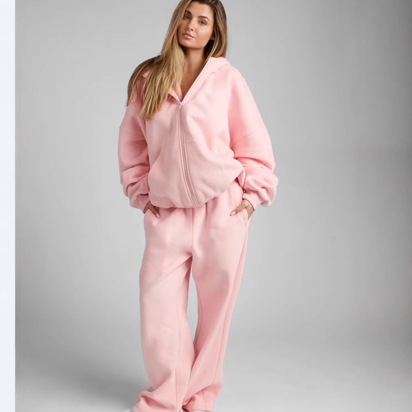 Women's Spring Solid Color Hooded Long-sleeved Zipper Suits