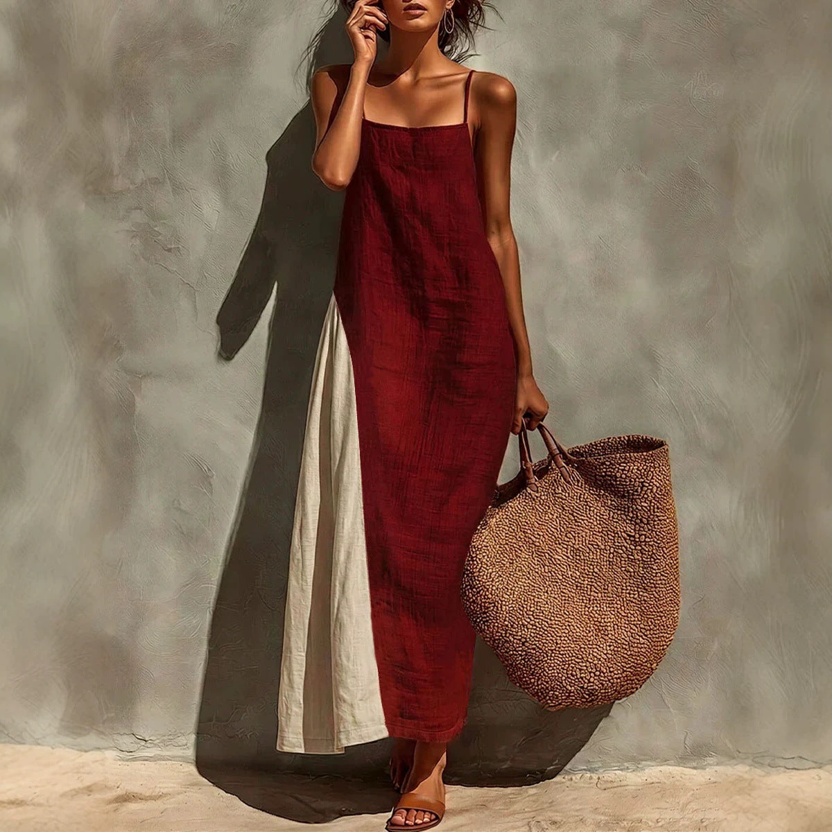 Women's Summer Cotton Linen Versatile Simple Camisole Dress
