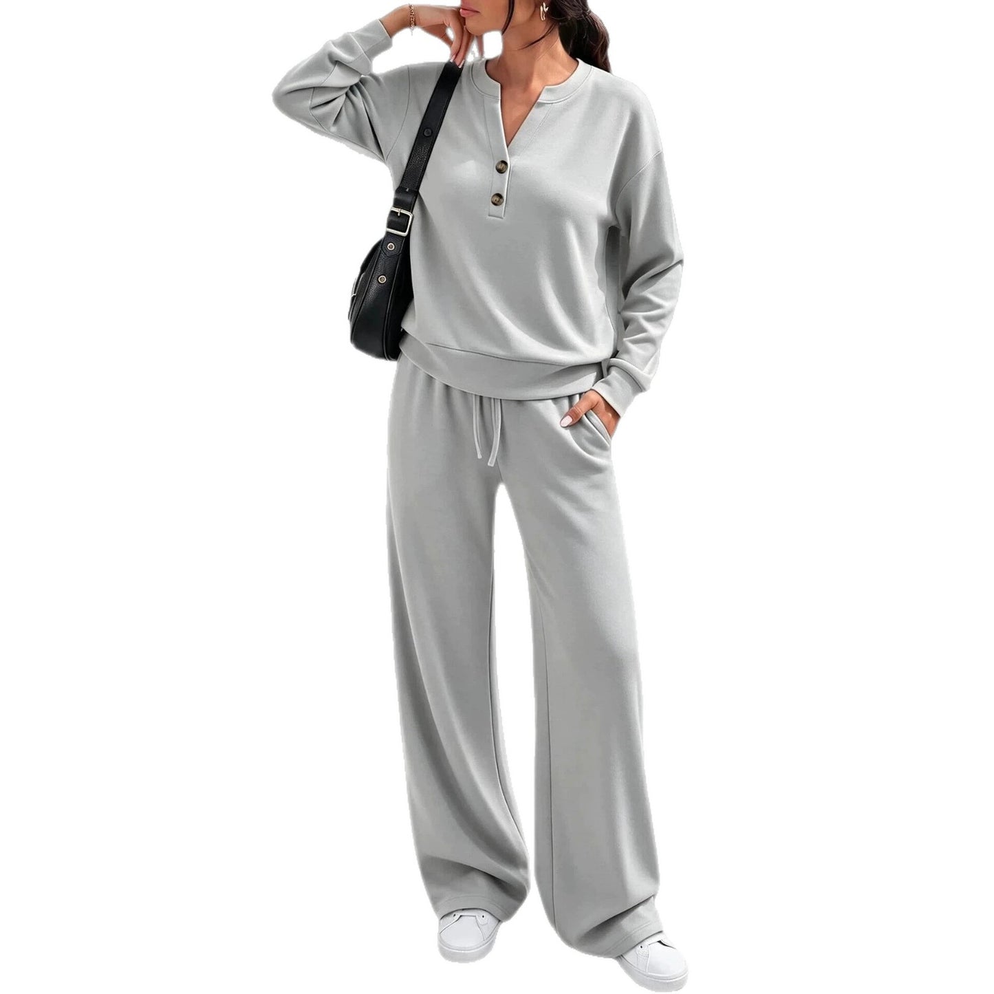 Women's Loose-fitting Long Sleeves Sports Two-piece Fashion Casual Suit