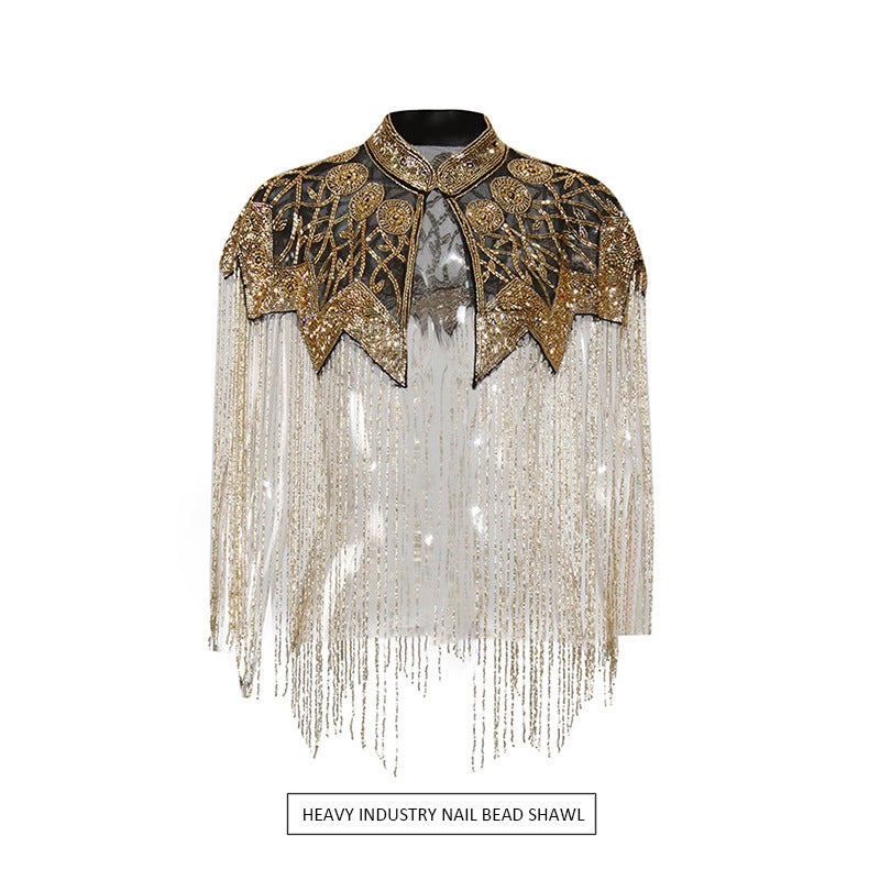 Women's Style High-grade Waistcoat Niche Beaded Tassel Coats