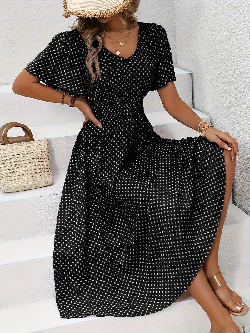 Quick Polka Dot Pullover Leisure Dress Dresses