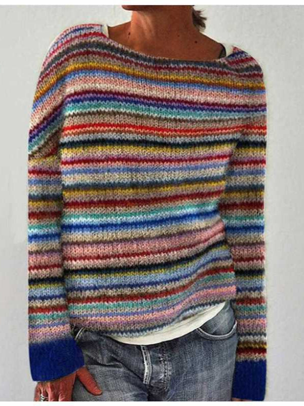 Women's Round Neck Multicolor Loose Fashion Pullover Sweaters