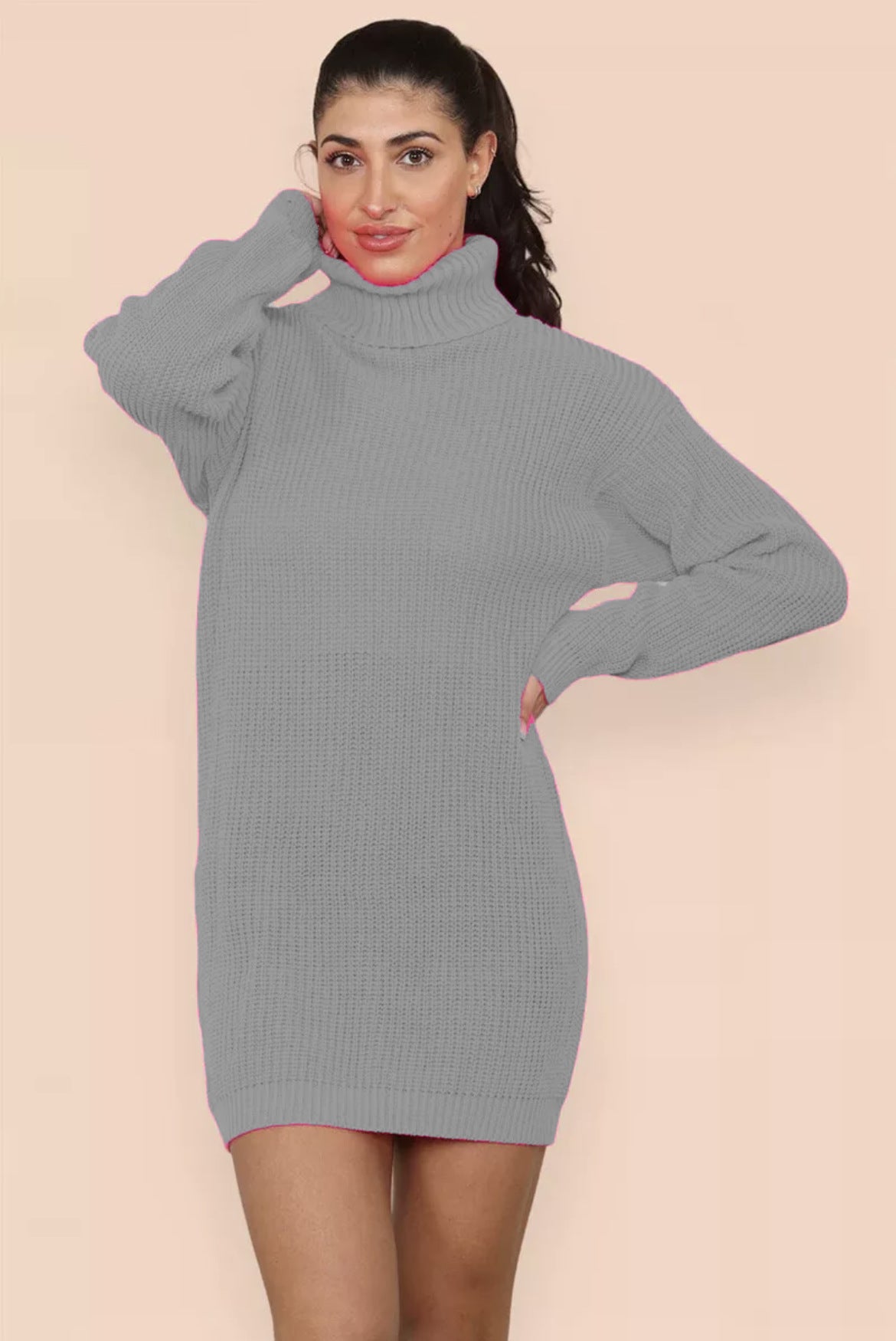 Women's Polo Collar Solid Color Loose Pullover Mid-length Women's Sweater