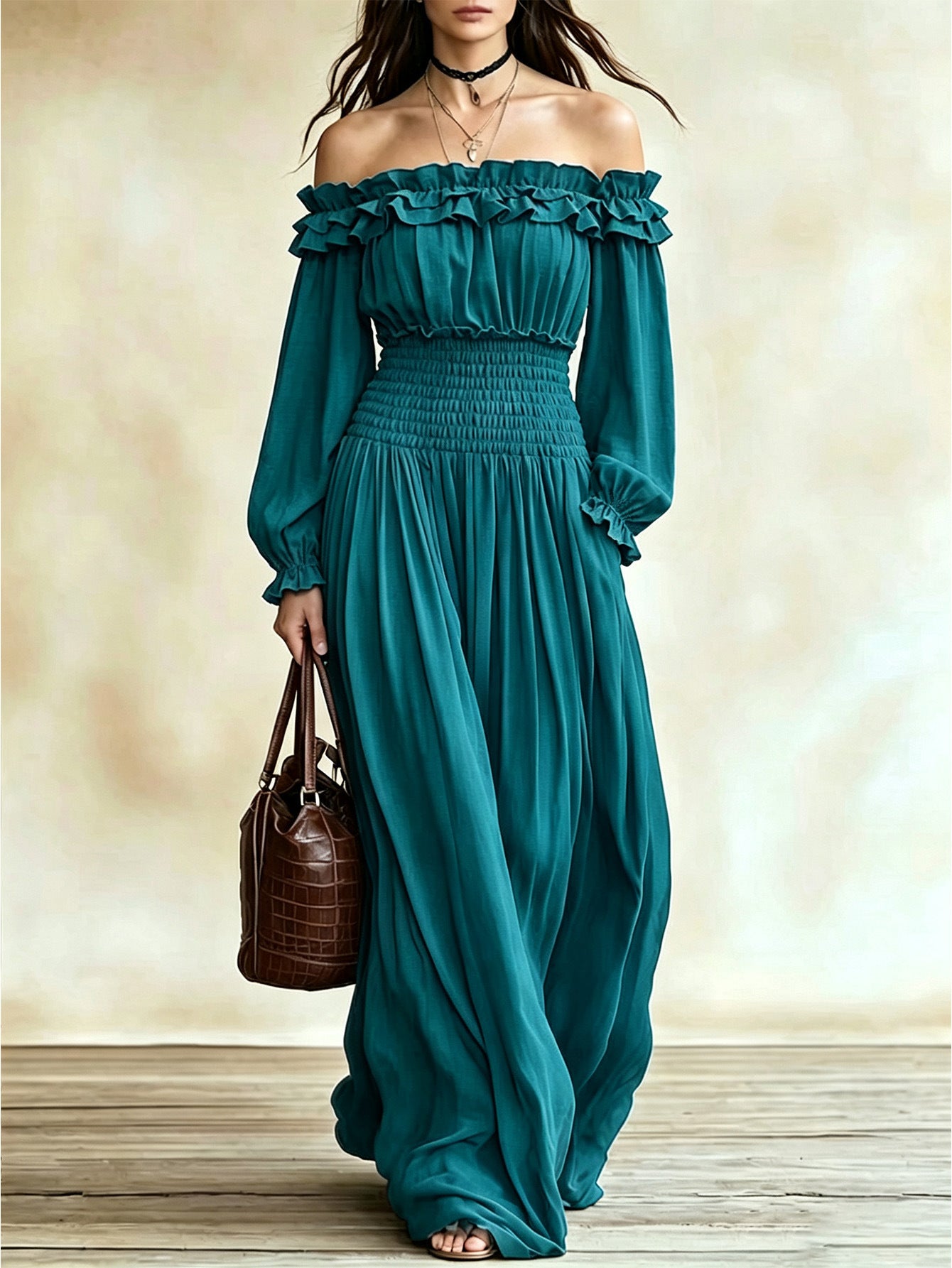 Women's Autumn Ruffled Long Sleeve Waist Clothing