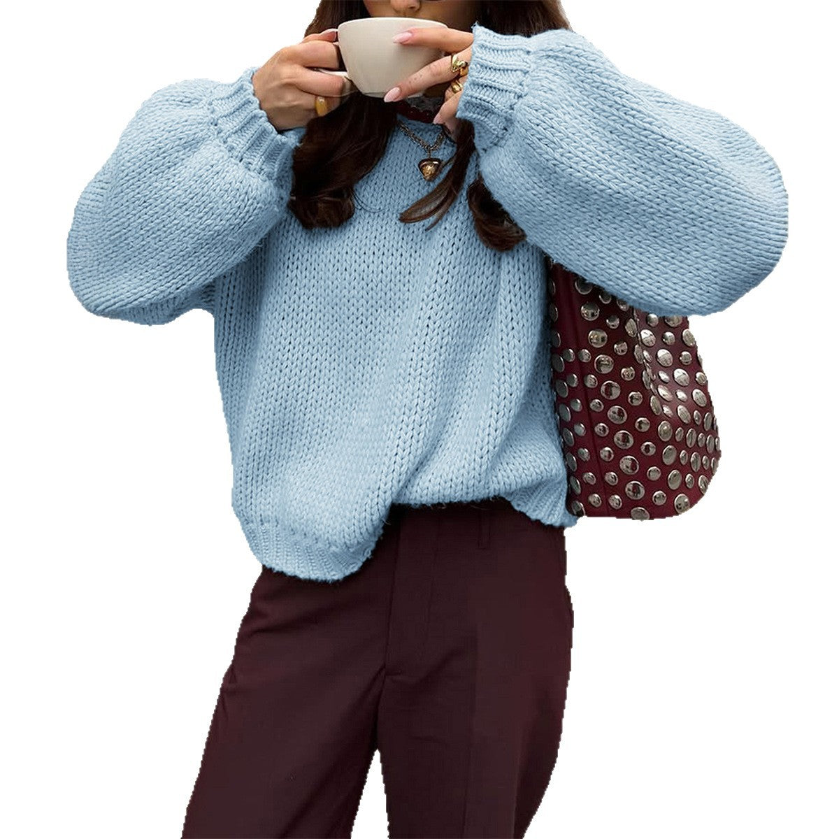 Women's Casual Simple Round Neck Long Sleeve Sweaters