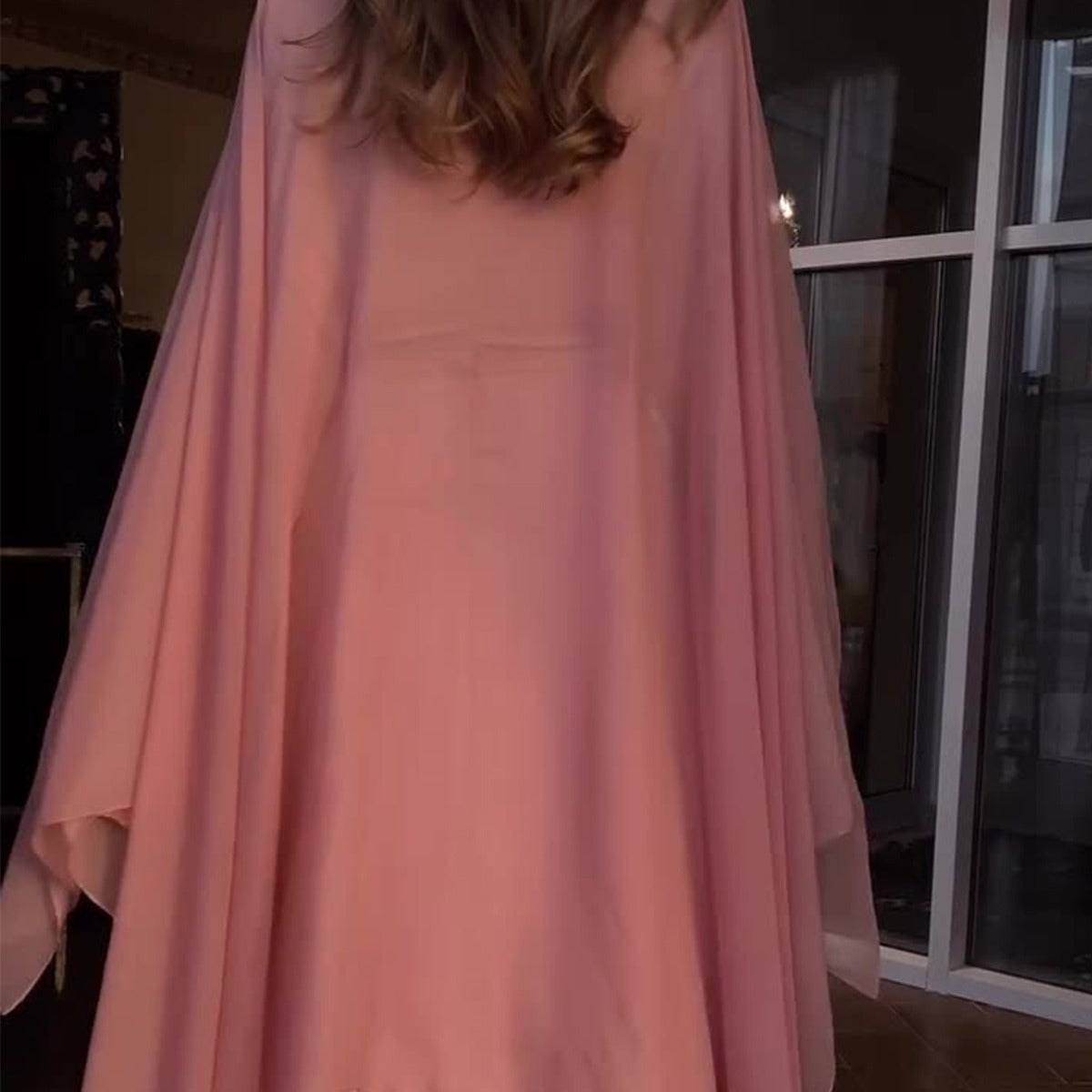 Women's Autumn Pink Pleated Temperament Long Sleeve Dresses