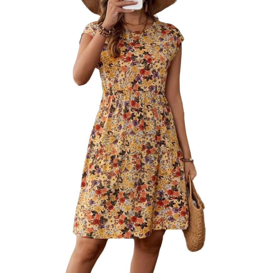 Waist Sleeve Round Neck Early Summer Dress