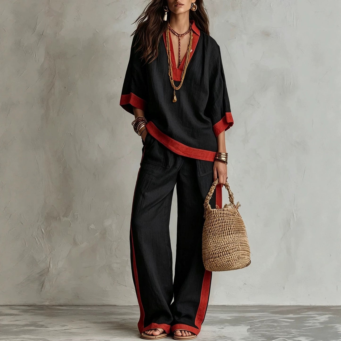 Women's Early Autumn Temperament Commute Contrast Color Fashion Casual Suit