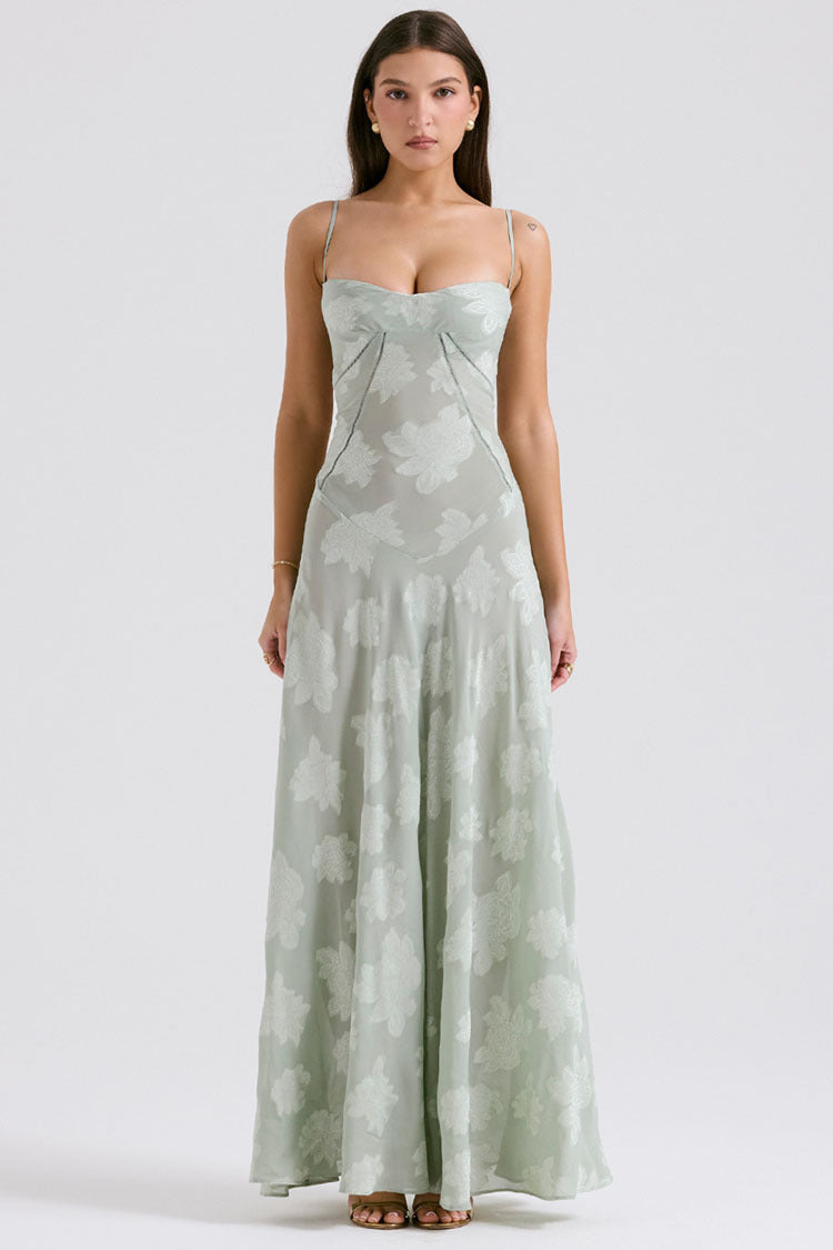 Women's Sling Backless Dress Chiffon Embroidered Square Evening Dresses