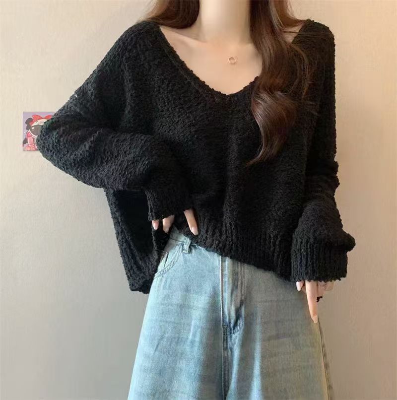 Women's Korean Coarse Wool Solid Color High-grade Loose-fitting Comfortable Sweater