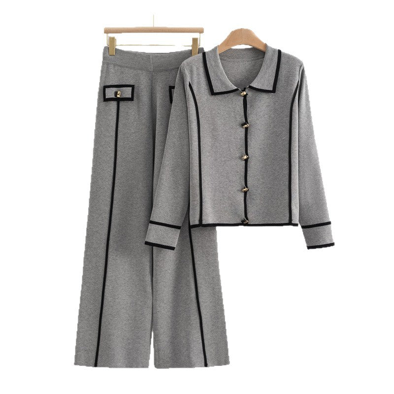 Women's High Sense Polo Collar Temperament Knitting Fashion Casual Suit