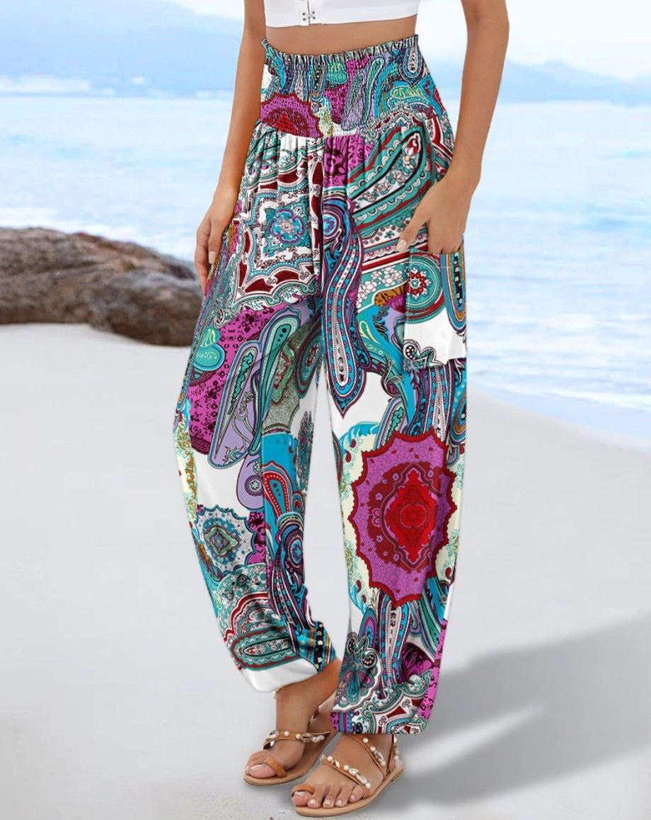 Women's Loose High Waist Print Casual Pants