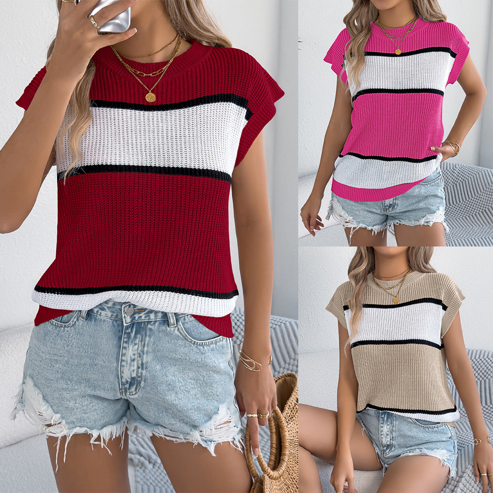 Women's Contrast Color Striped Casual Loose Holiday Women's Sweater