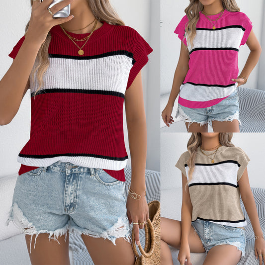 Women's Contrast Color Striped Casual Loose Holiday Women's Sweater