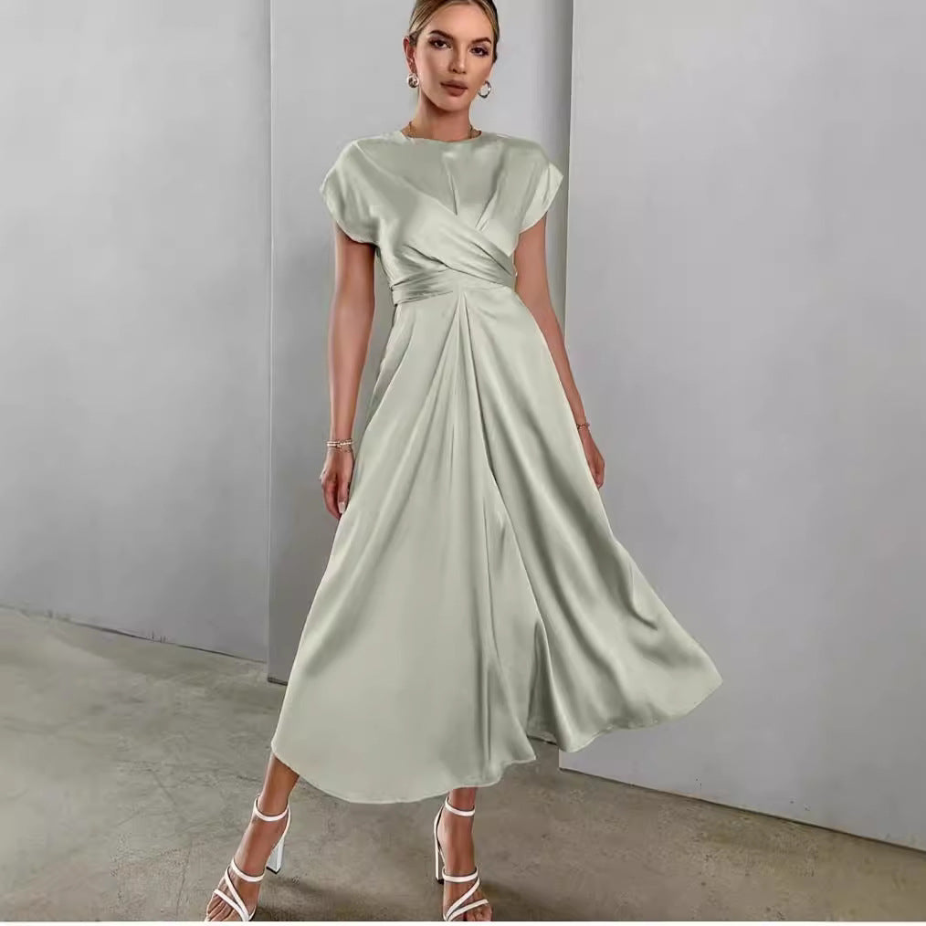 Women's High-grade Satin One-piece Sleeve Dress Elegant Dresses
