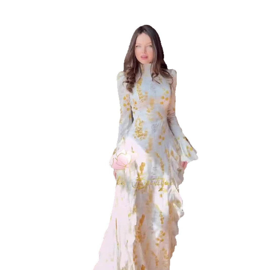 Women's Elegant Temperament Long Sleeve Dress Soft Dresses
