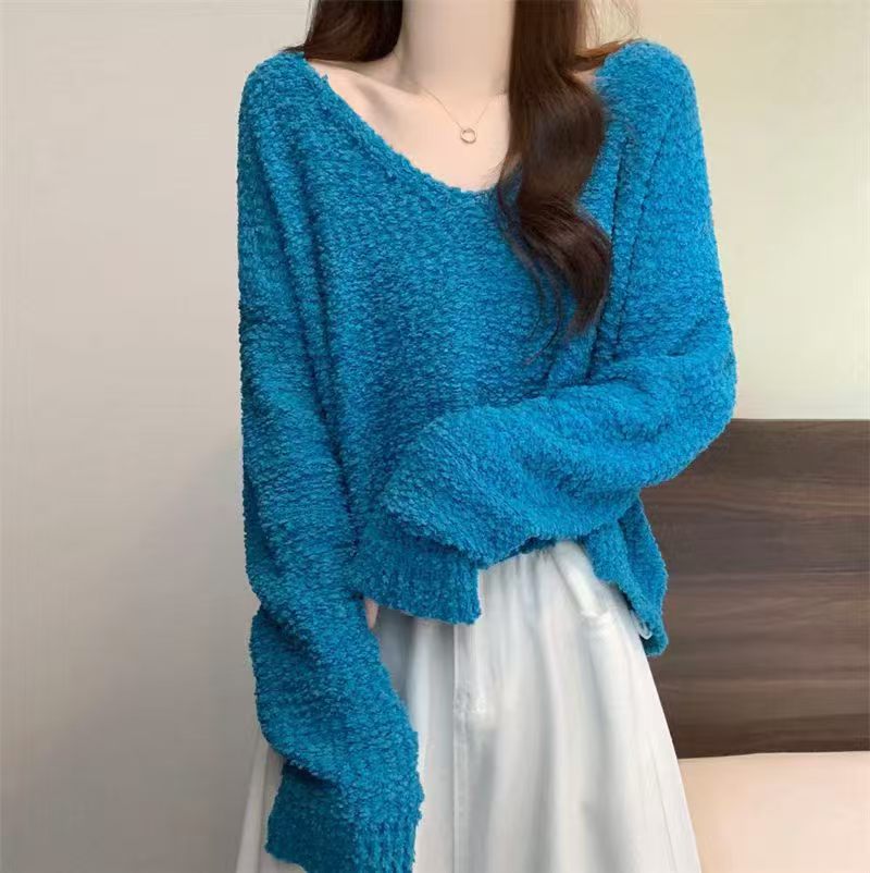 Women's Korean Coarse Wool Solid Color High-grade Loose-fitting Comfortable Sweater