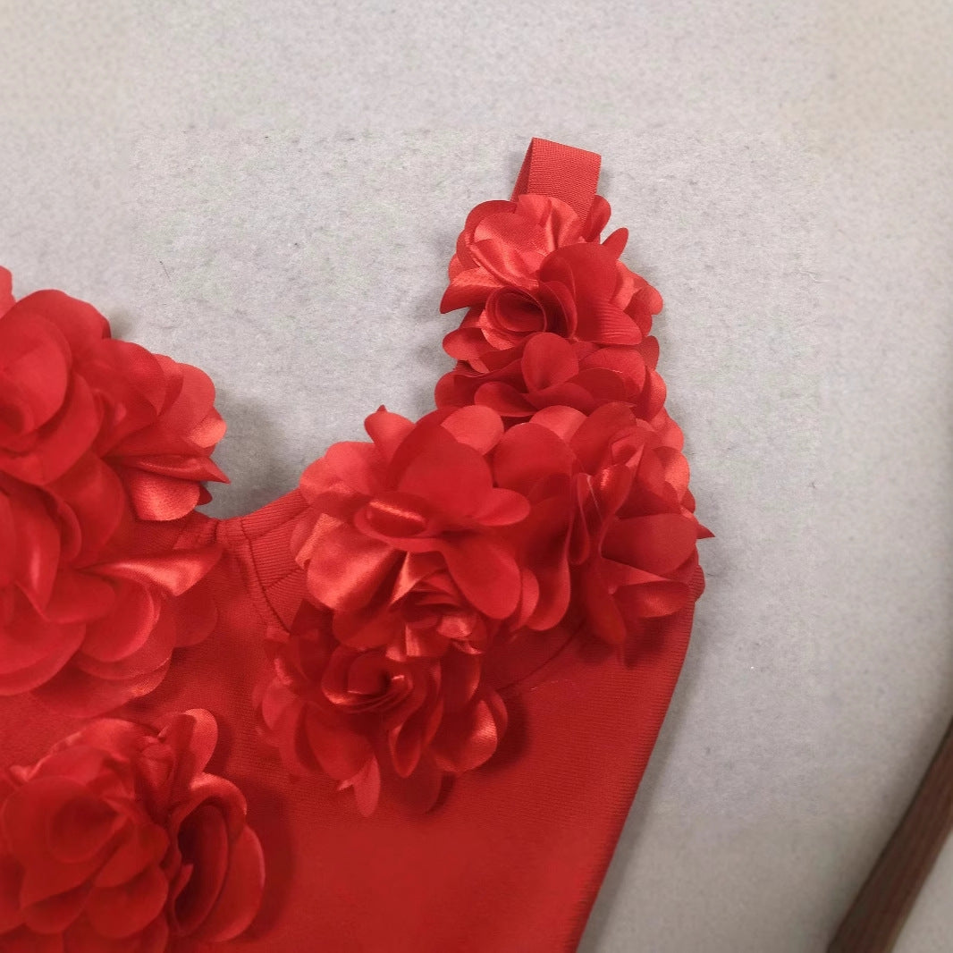 Red Tube Dress Flower Sexy Style Dresses